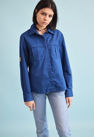 90'S RETRO MILITARY STYLE OVERSIZED SHIRT TOP
