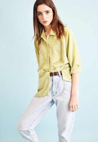 90'S GOES 70'S RETRO OVERSIZED EMBROIDERY MOMS SHIRT TOP