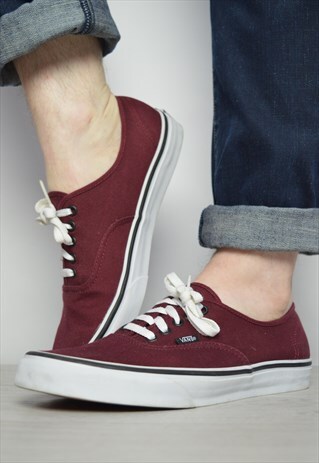 VINTAGE 90S VANS BURGUNDY SKATE SHOES TRAINERS SNEAKERS