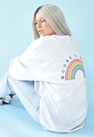 G&G UNISEX L/S CUFFED ASH RAINBOW TEE