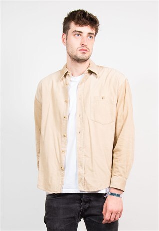 VINTAGE 90'S BEIGE CORD LONG SLEEVE SHIRT