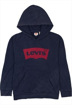 Vintage 90's Levi's Hoodie Spellout Pullover Navy Blue