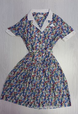 50's Vintage La Femme Shirt Dress Multi Floral