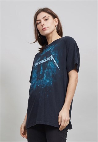 VINTAGE BLACK METALLICA PRINTED BAND T-SHIRT
