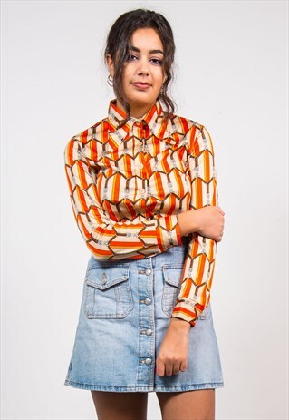 VINTAGE 70'S PATTERNED SHIRT BLOUSE