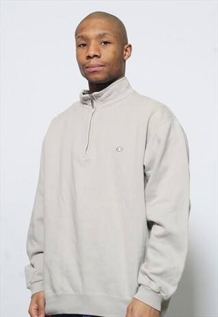 VINTAGE CHAMPION LOGO 1/4 SWEATSHIRT GREY