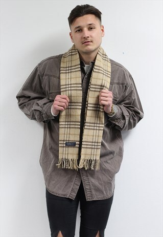 VINTAGE LAMBSWOOL CHECKED SCARF-AS229