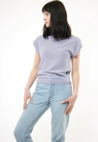 80S VINTAGE LAVANDA PURPLE SUMMER CROP TOP 460