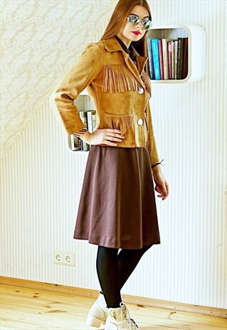 CAMEL VINTAGE SUEDE FRINGE JACKET