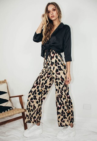 LEOPARD PRINT PALAZZO WIDE LEG PANTS