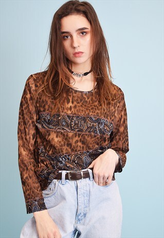 90'S RETRO ANIMAL PRINT KITSCH LYCRA PARTY TOP