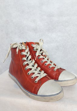 Brown leather high top trainers Bianco, seize 38, leisure