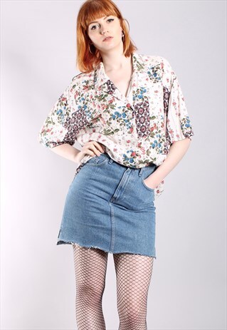 VINTAGE 60S ABSTRACT FRUIT PATTERNED OVERSIZE SHIRT