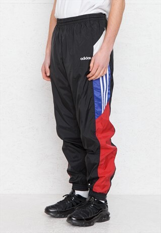 VINTAGE RETRO BLACK ADIDAS TRACK BOTTOMS JOGGERS