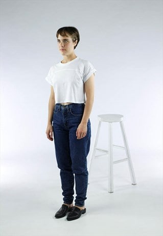 HIGH WAISTED DENIM / DARK BLUE DENIM PANTS