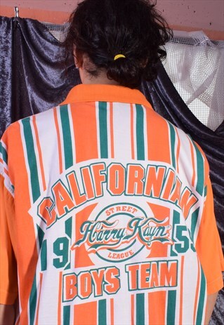 VINTAGE WASHINGTON POST ORANGE, WHITE AND GREEN SHIRT