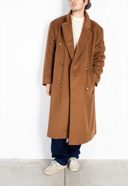 Men's Bugatti Nut Brown Double Breasted Wool Coat