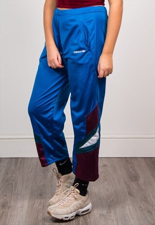 ADIDAS VINTAGE 90'S BLUE CROPPED TRACKSUIT TROUSERS BOTTOMS