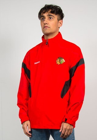 REEBOK CHICAGO BLACKHAWKS QUARTER ZIP WINDBREAKER JACKET