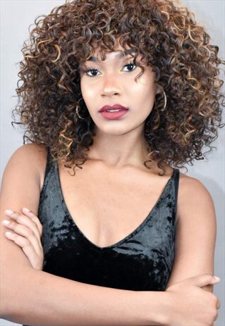 AFRO CURLY WIG IN GOLD AND BROWN