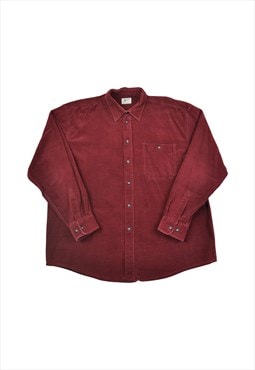 Vintage Corduroy Shirt Long Sleeved Burgundy XL