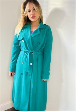Vintage Y2K Morgan trench coat in turquoise green 