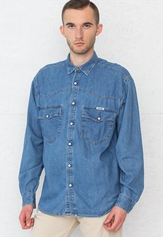 VINTAGE BLUE HIS DENIM LONG SLEEVE SHIRT