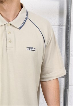 Vintage Umbro Polo Shirt in Beige Short Sleeve Top XL