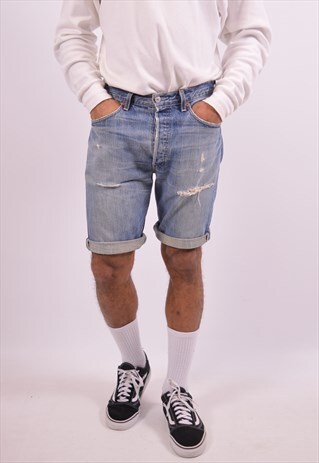VINTAGE LEVI'S DISTRESSED DENIM SHORTS BLUE