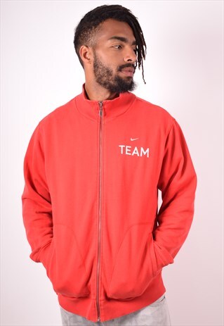 NIKE MENS VINTAGE TRACKSUIT TOP JACKET LARGE RED 90S