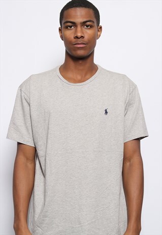 VINTAGE POLO RALPH LAUREN LOGO T-SHIRT GREY