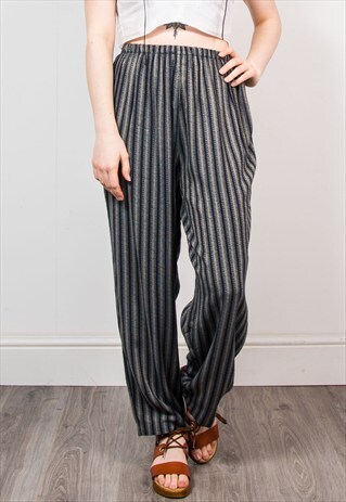 VINTAGE 90'S STRIPED WIDE LEG SUMMER TROUSERS