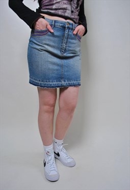 Y2k mini skirt, 00s fashion denim skirt - SMALL size