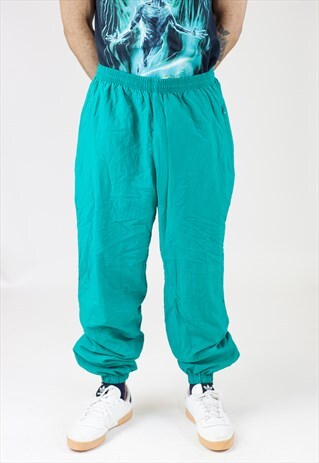 VINTAGE 90S GREEN SHELL TRACKSUIT BOTTOMS