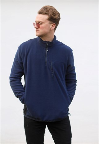 NAUTICA 1/4 ZIP USA NAVY BLUE FLEECE SWEATSHIRT