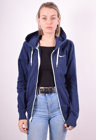 NIKE WOMENS VINTAGE HOODIE JACKET MEDIUM BLUE 90'S