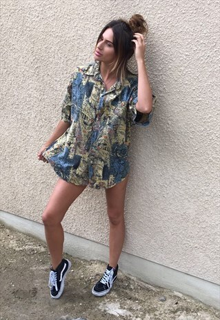 PATTERNED OVERSIZED RETRO VINTAGE UNISEX FESTIVAL SHIRT