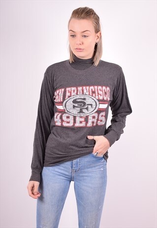 TEAM APPAREL WOMENS VINTAGE TOP LONG SLEEVE SMALL GREY 90S