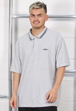 Vintage Umbro Polo Shirt in Grey Short Sleeve Top XXL