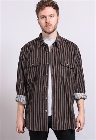 VINTAGE CORDUROY CORD STRIPED SHIRT