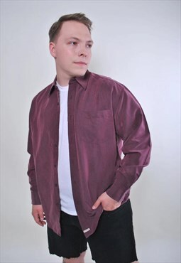 Men vintage red oversized heritage shirt with long sleeve 