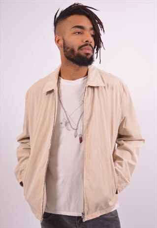 HUGO BOSS MENS VINTAGE HARRINGTON JACKET LARGE BEIGE 90S