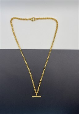 Vintage T Bar Necklace Gold 
