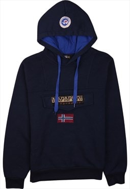 Vintage 90's Napapijri Hoodie Pullover Spellout Navy Blue