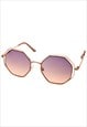 HIPPIE HEXAGON SUNGLASSES IN GOLD WITH ROSE PINK LENSES