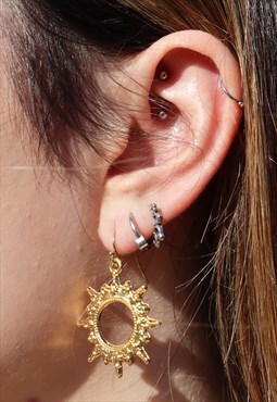 Sunburst Gold Charm Earrings