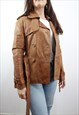 CAMEL LEATHER JACKET M