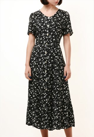 80S VINTAGE MAXI FLORAL DRESS LONG LENGTH 980