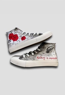 Roses and Feather Hand Painted Shoes