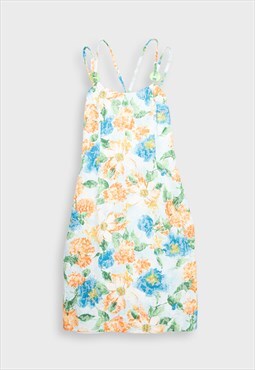 Pastel floral '70s strappy midi dress